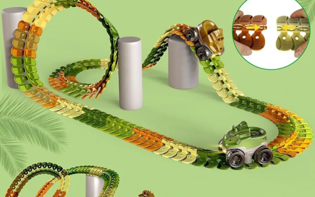 Splice track dinosaur car