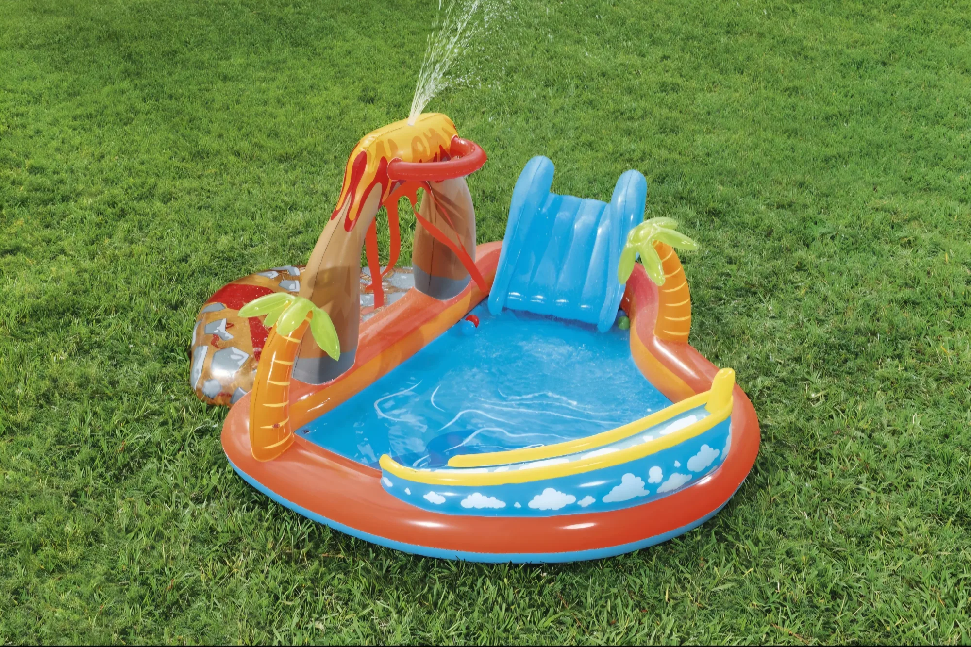 Bestway Lava Lagoon Kids Inflatable Water Play Center and Pool 2.65m X 2.65m X 1.04m Home Use Quick Setup