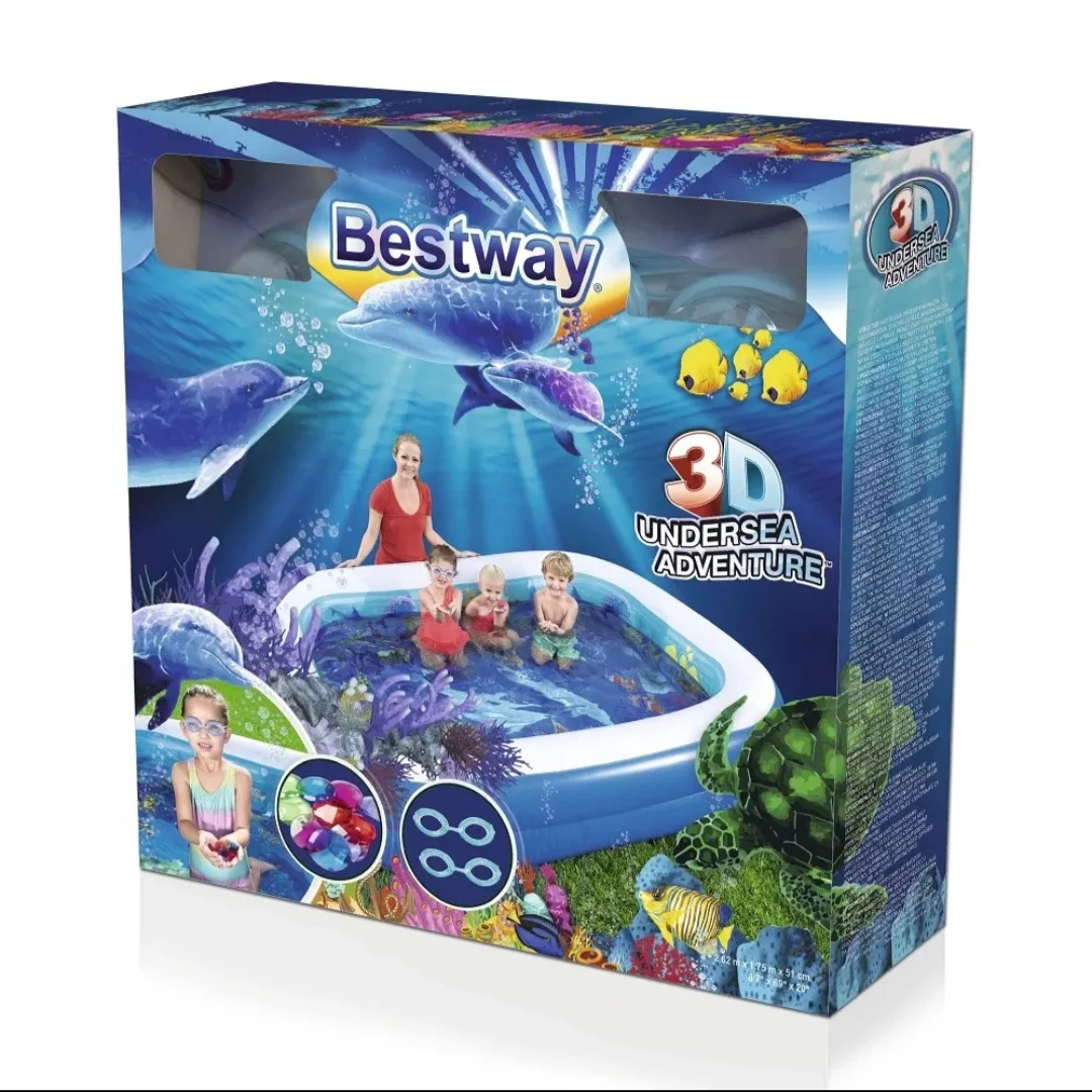 Bestway 54177 3D Undersea Adventure Inflatable Pool Above Ground Pool Kid Pools
