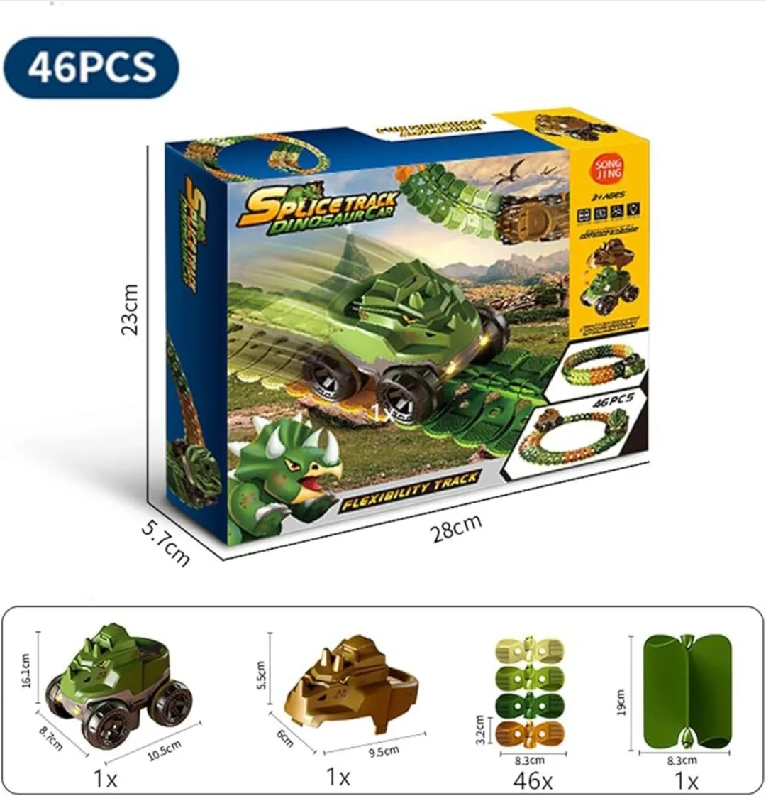 Splice track dinosaur car
