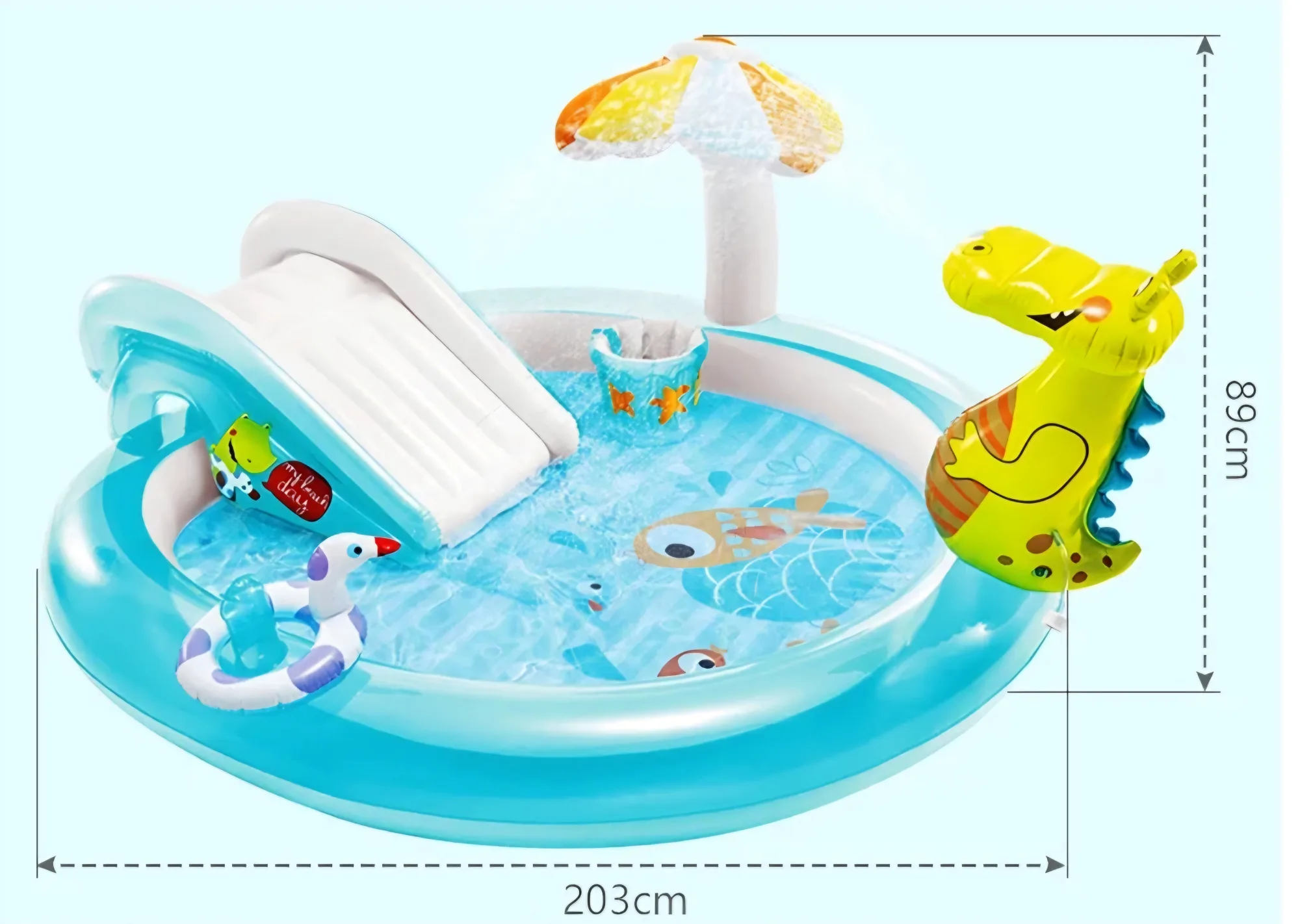 INTEX 57165 Gator Play Center Children's Crocodile Garden Water Park Swimming Pool With Slide Spraying Water for Kids Playing